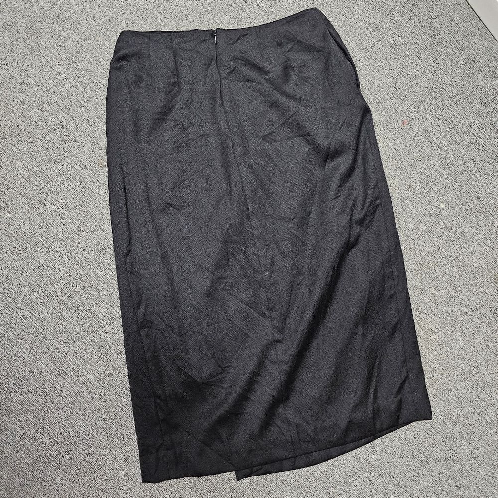 LIZ CLAIBORNE Collection Vintage Long Black Wrap Maxi Skirt Wool Blend Lined 14 - Picture 6 of 9